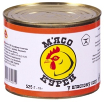 М'ясо курки у власному соку, ТМ "ПАН ІВАН", 525 г залізна банка